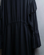 "DRIES VAN NOTTEN" Gather tiered design sheer black dress
