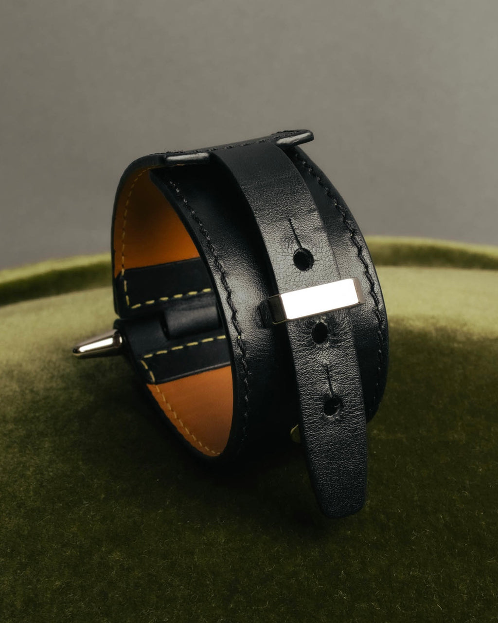 “LOEWE” 2010’s-2020’s industrial leather cuff bracelet