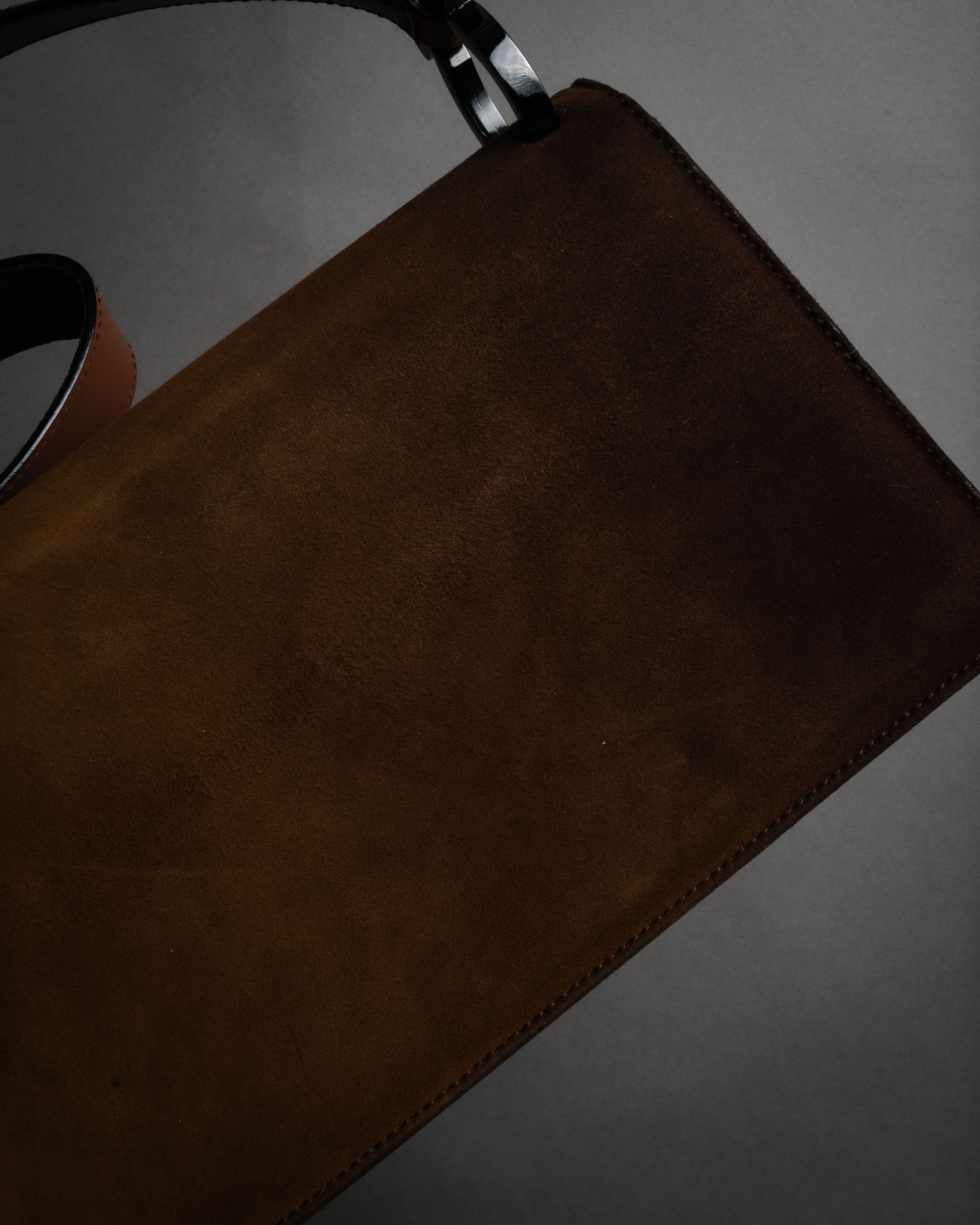 “Salvatore Ferragamo” 90’s-00’s Gancini suede shoulder bag