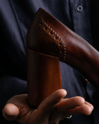 "PRADA" Fringe design square toe heel loafers