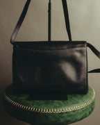 "CELINE" 70's-80's Classic black leather shoulder bag