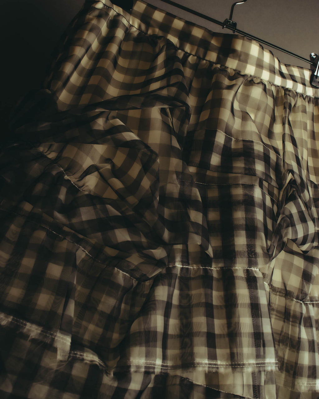 -SPECIAL- "tricot COMME des GARÇONS" 07SS Gingham check sheer tiered ruffle skirt