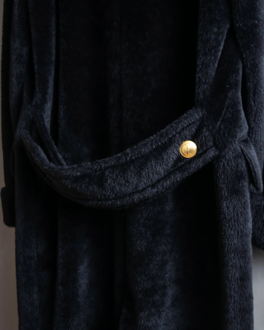 "GUCCI" 80's Gold button design brushed wool long chester coat