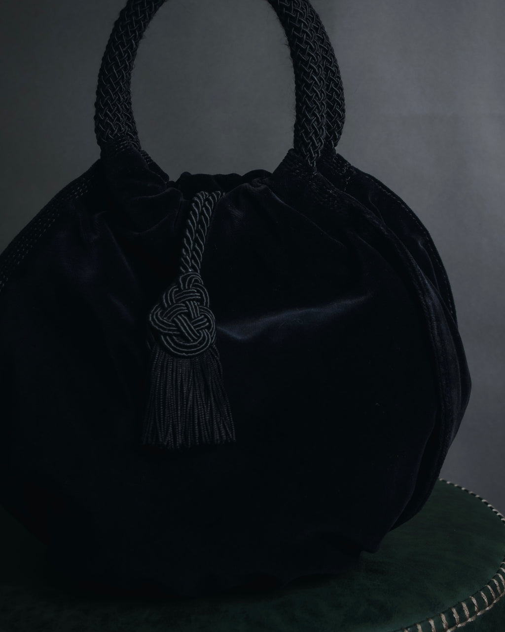 "LOEWE" Late 80s-Early 90s velvet knot tassel handbag