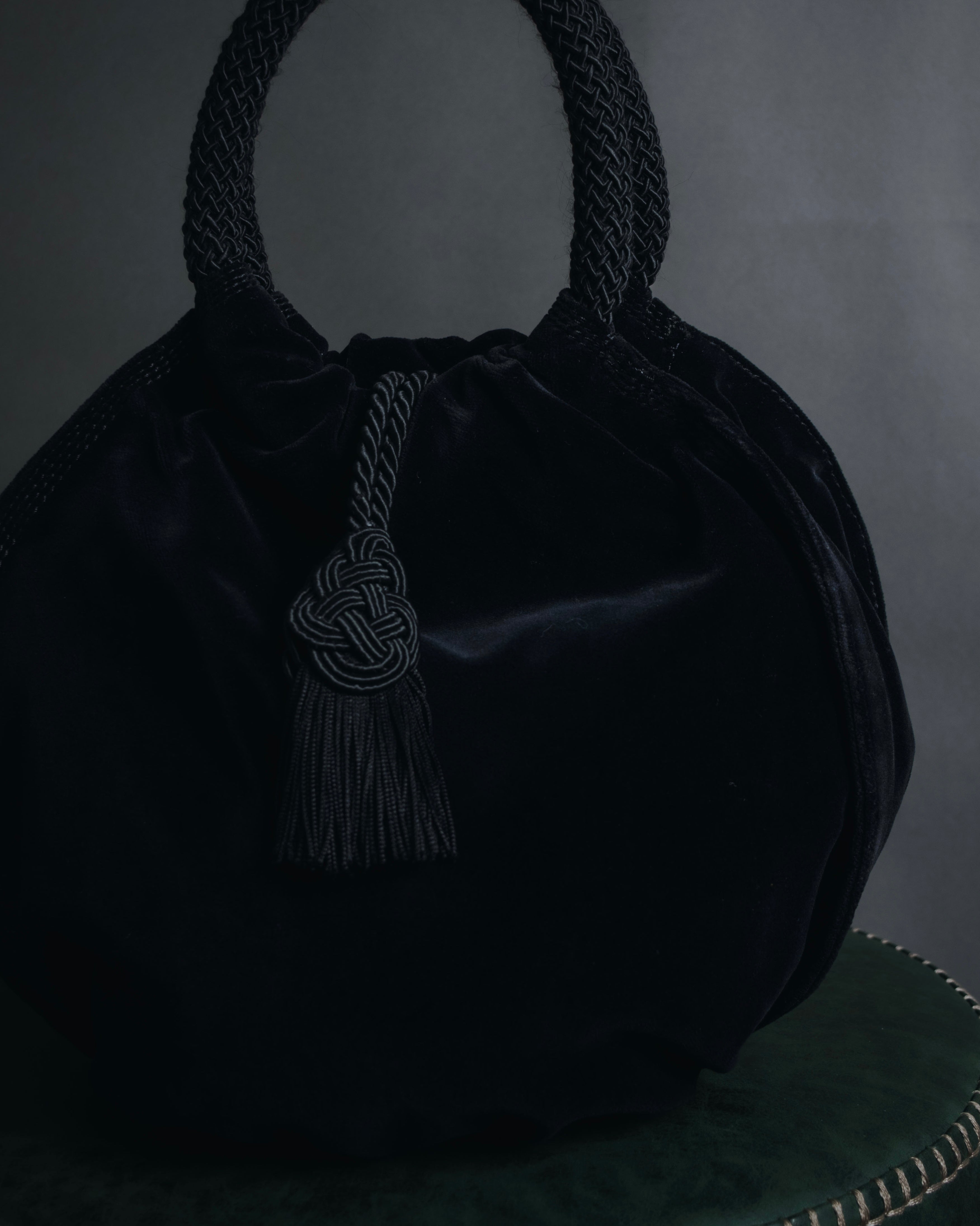 "LOEWE" Late 80s-Early 90s velvet knot tassel handbag