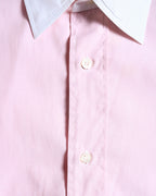HERMES/ Oversized French Cuffed Contrast Collar Dress Shirt Pink