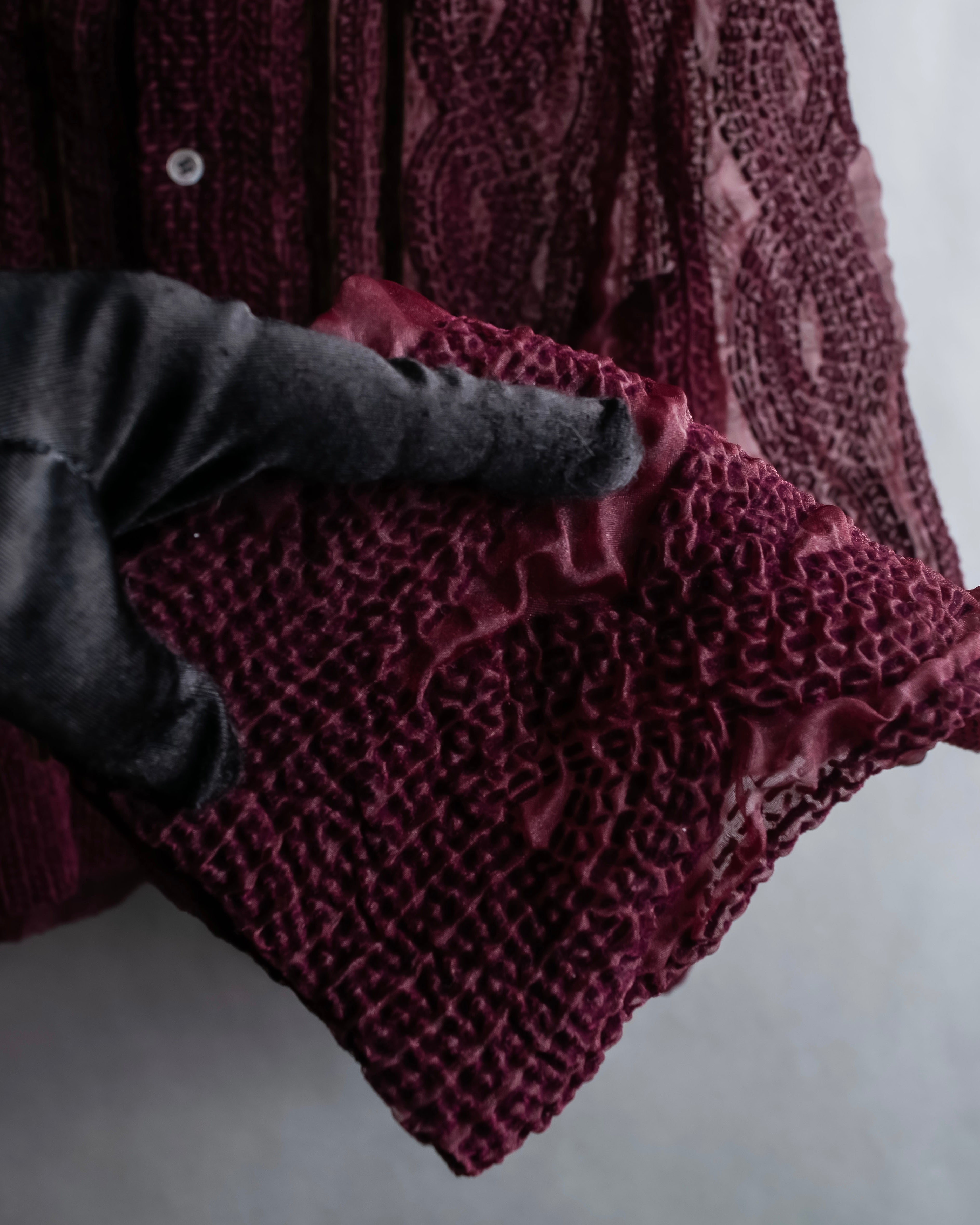 "robe de chambre COMME des GARCONS" Cable knit sheer shirt collar cardigan