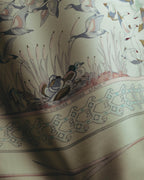 "Hermès" 00's Pastel bird print silk scarf