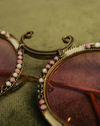 "Christian Dior" 70's-80's Vintage ornate jewel-embellished round sunglasses