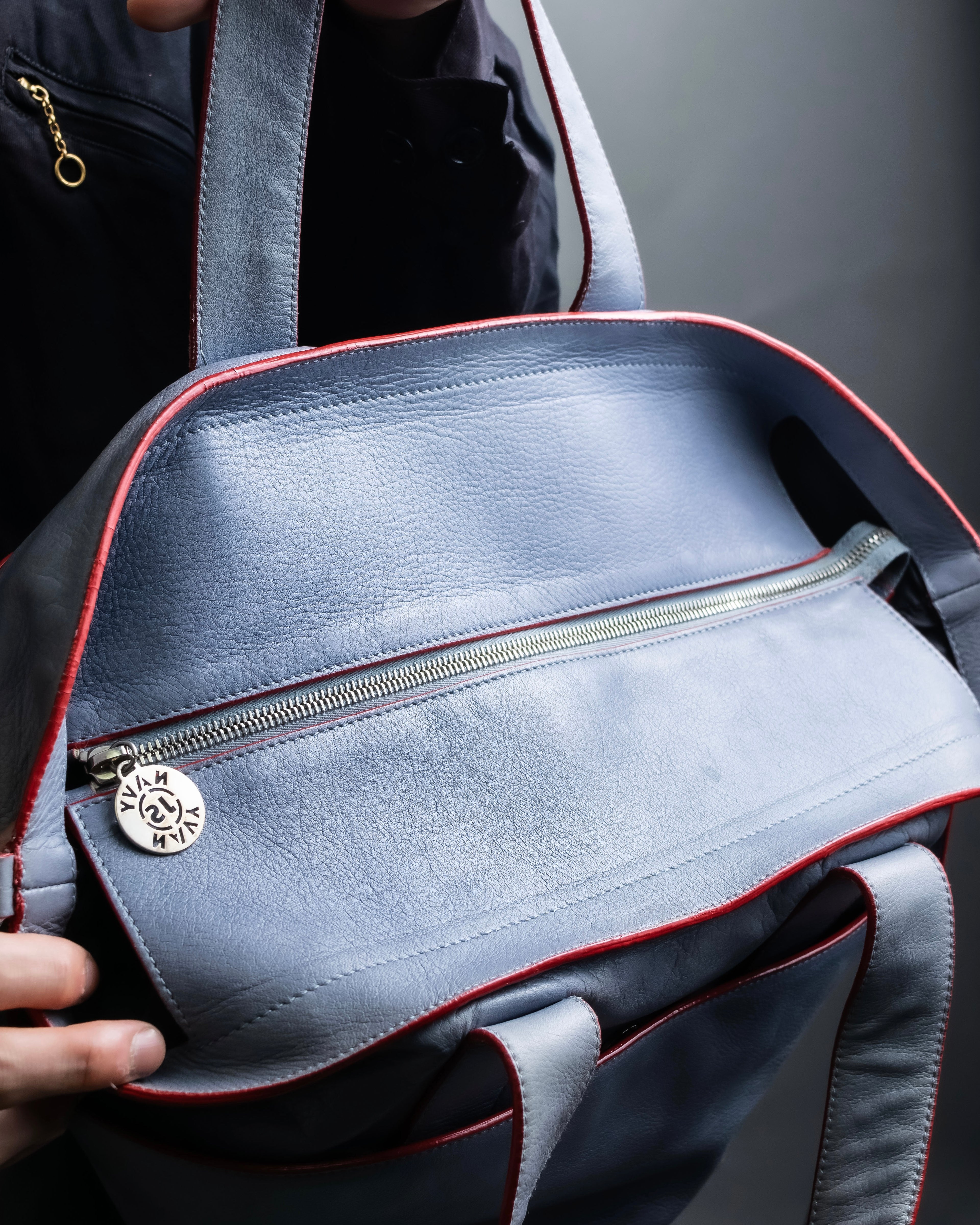 "JIL SANDER navy" bicolor 2way tote bag