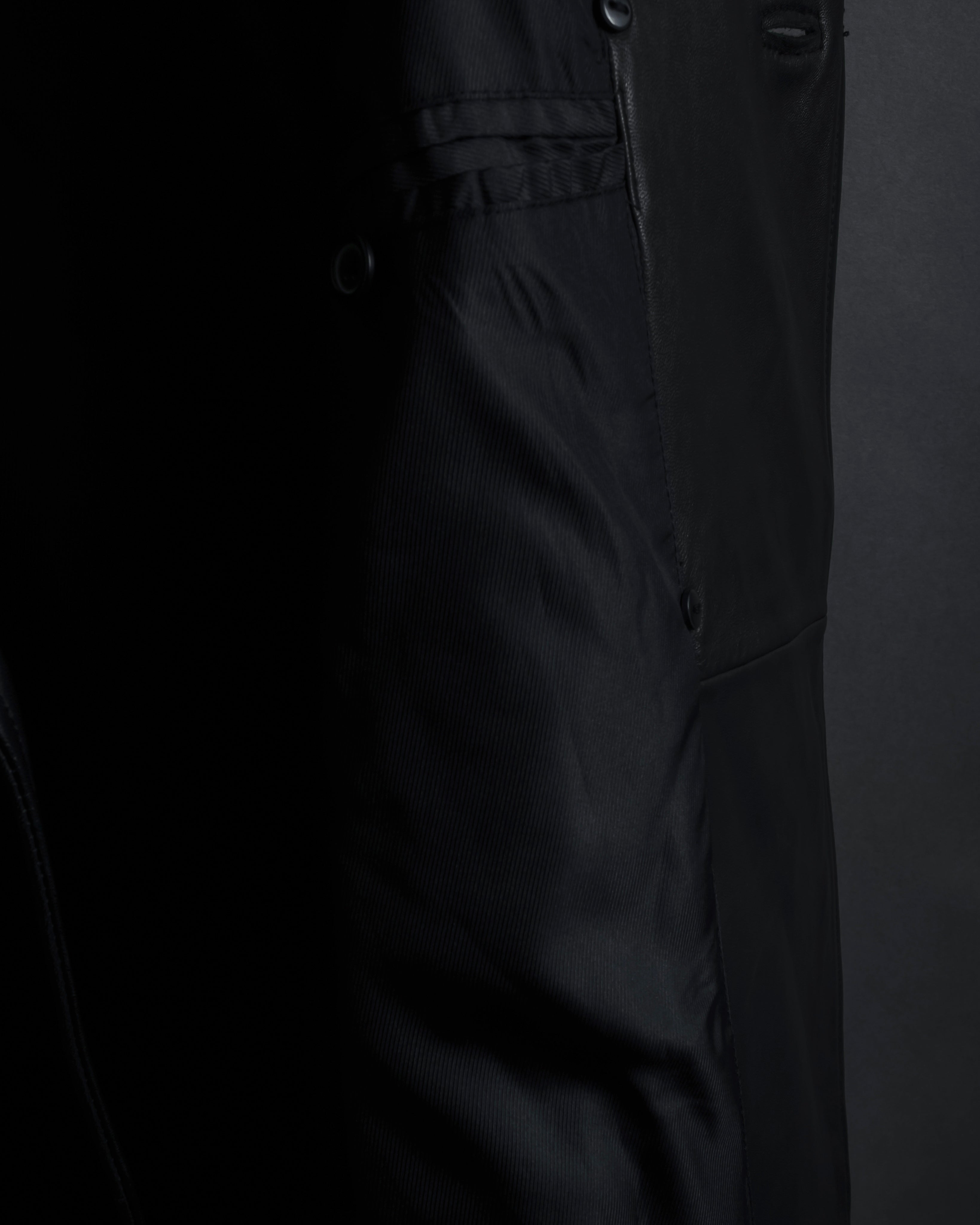 "COACH" Double-breasted panel work design leather coat