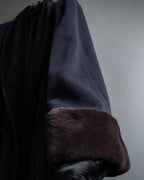 "Junko Yamamoto" Fur-trimmed design long cashmere blend coat