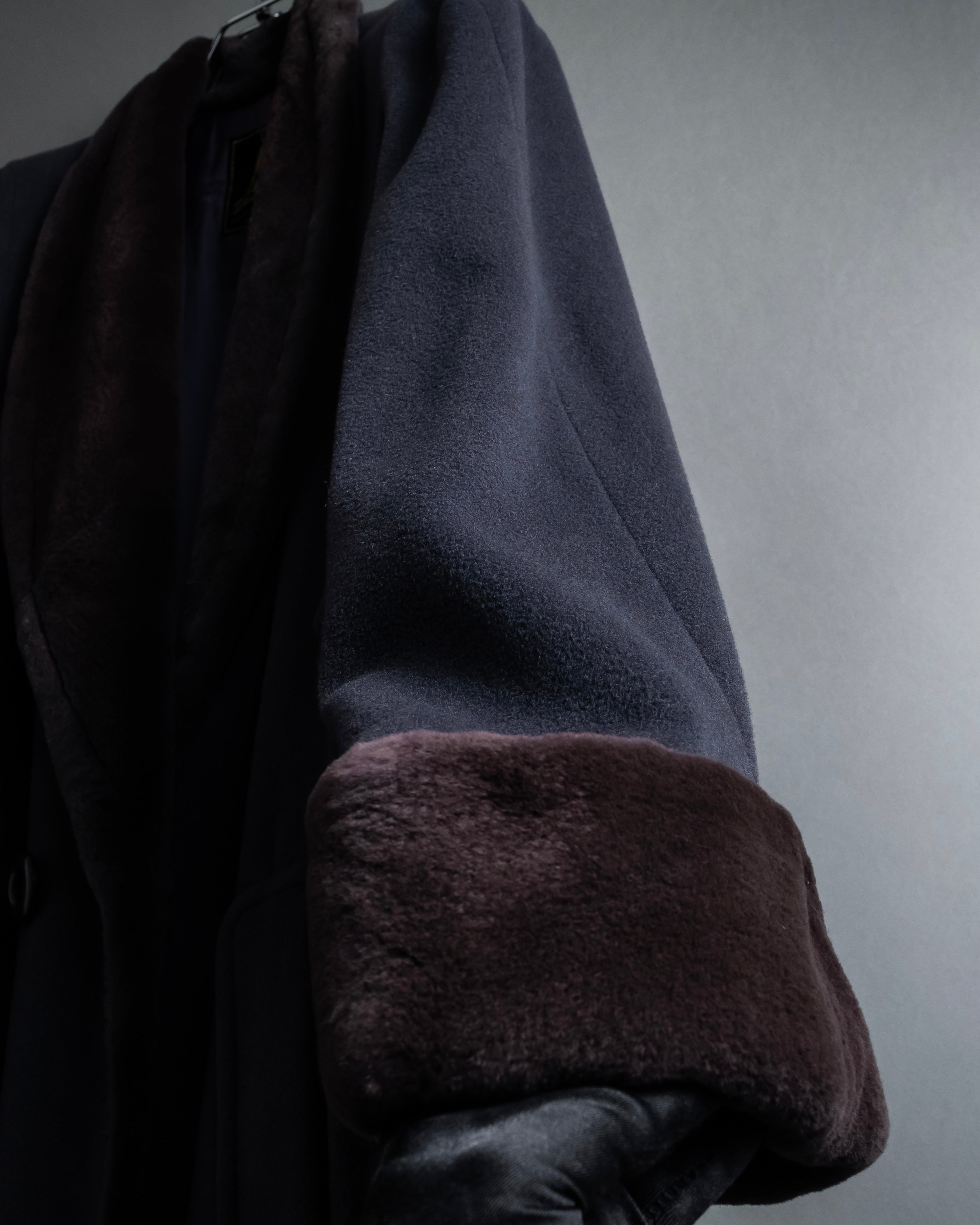 "Junko Yamamoto" Fur-trimmed design long cashmere blend coat