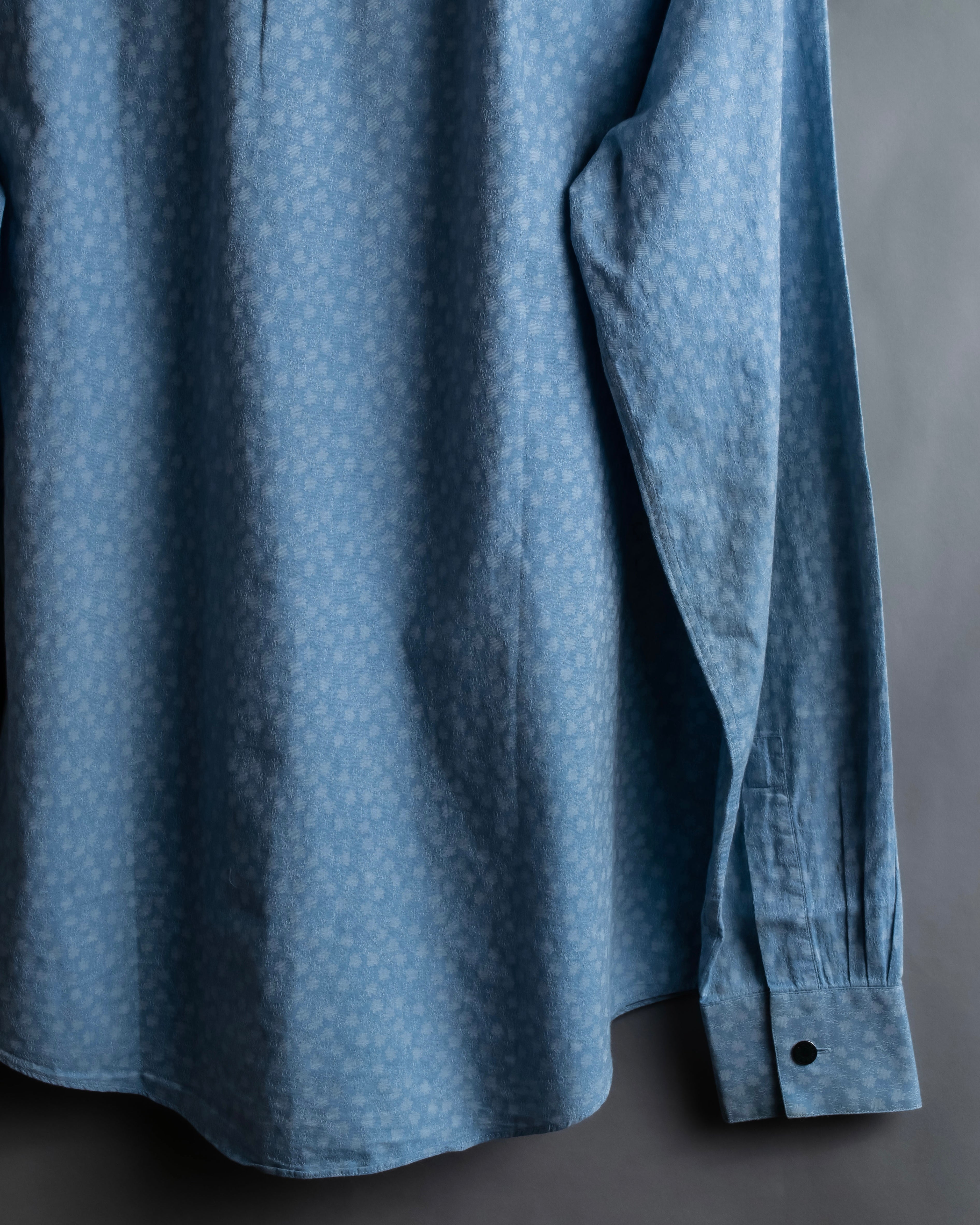 "HERMES" Saxe blue jacquard cotton shirt