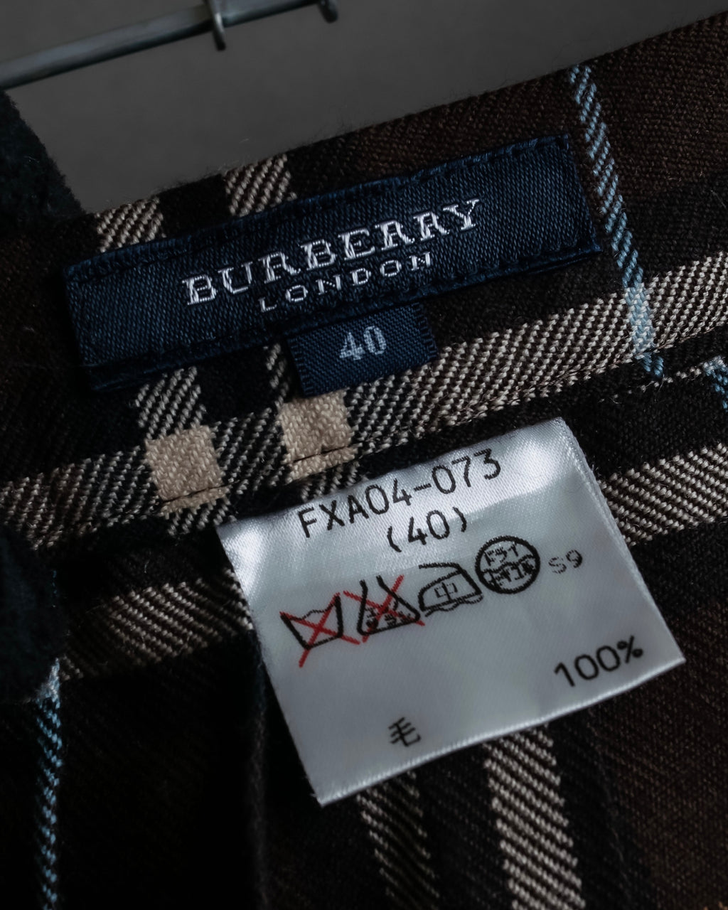 "BURBERRY" Brown tartan check pleated wrap skirt