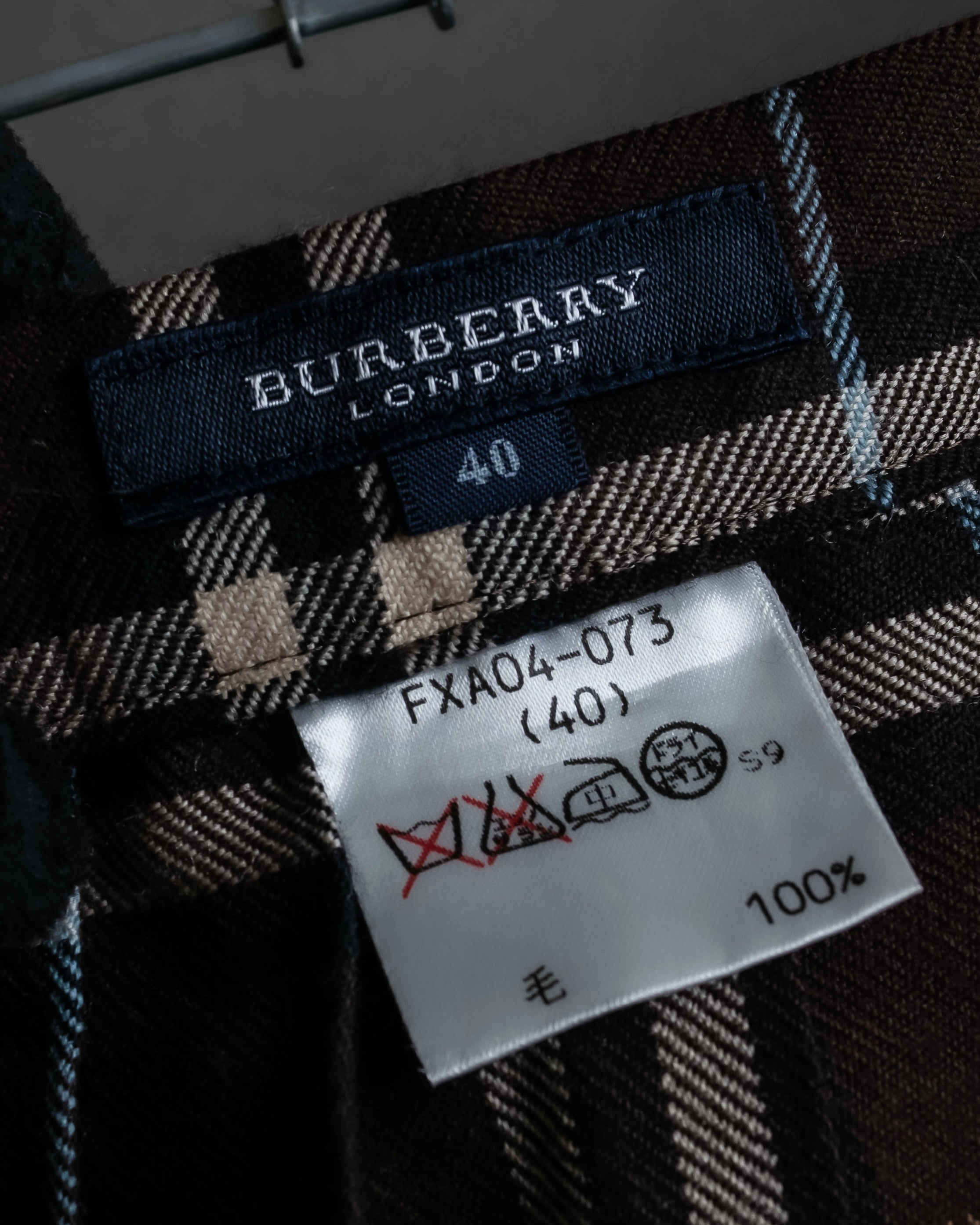 "BURBERRY" Brown tartan check pleated wrap skirt