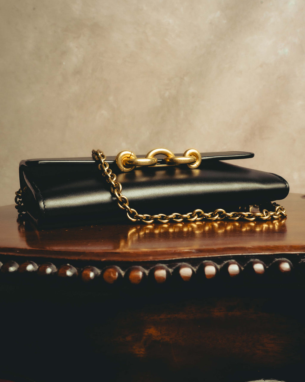 -SPECIAL- “Saint Laurent” 20’s Le Maillon smooth leather chain wallet