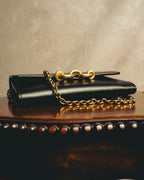 -SPECIAL- “Saint Laurent” 20’s Le Maillon smooth leather chain wallet