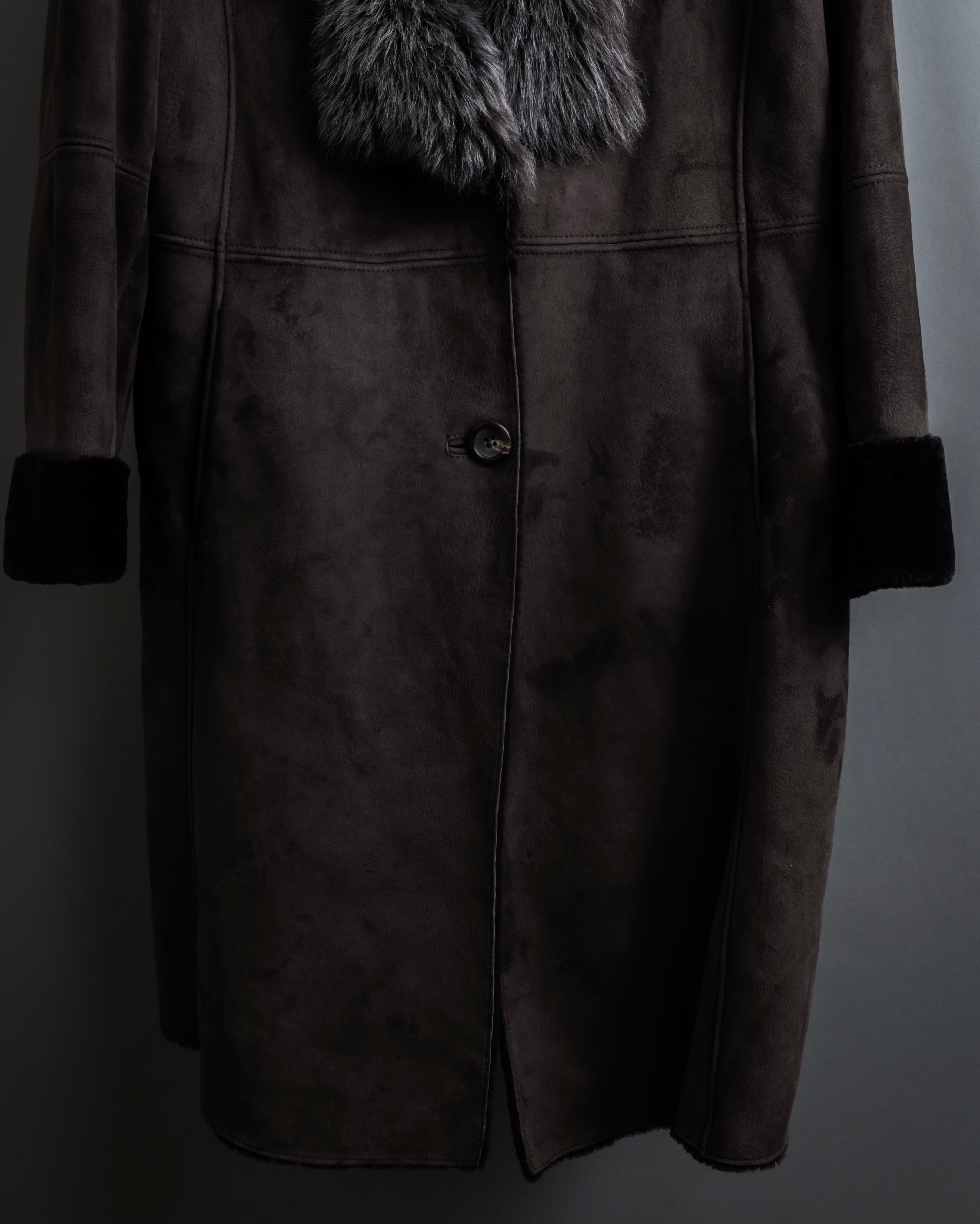 "NORTH BEACH" Smoky lamb fur design suede leather coat