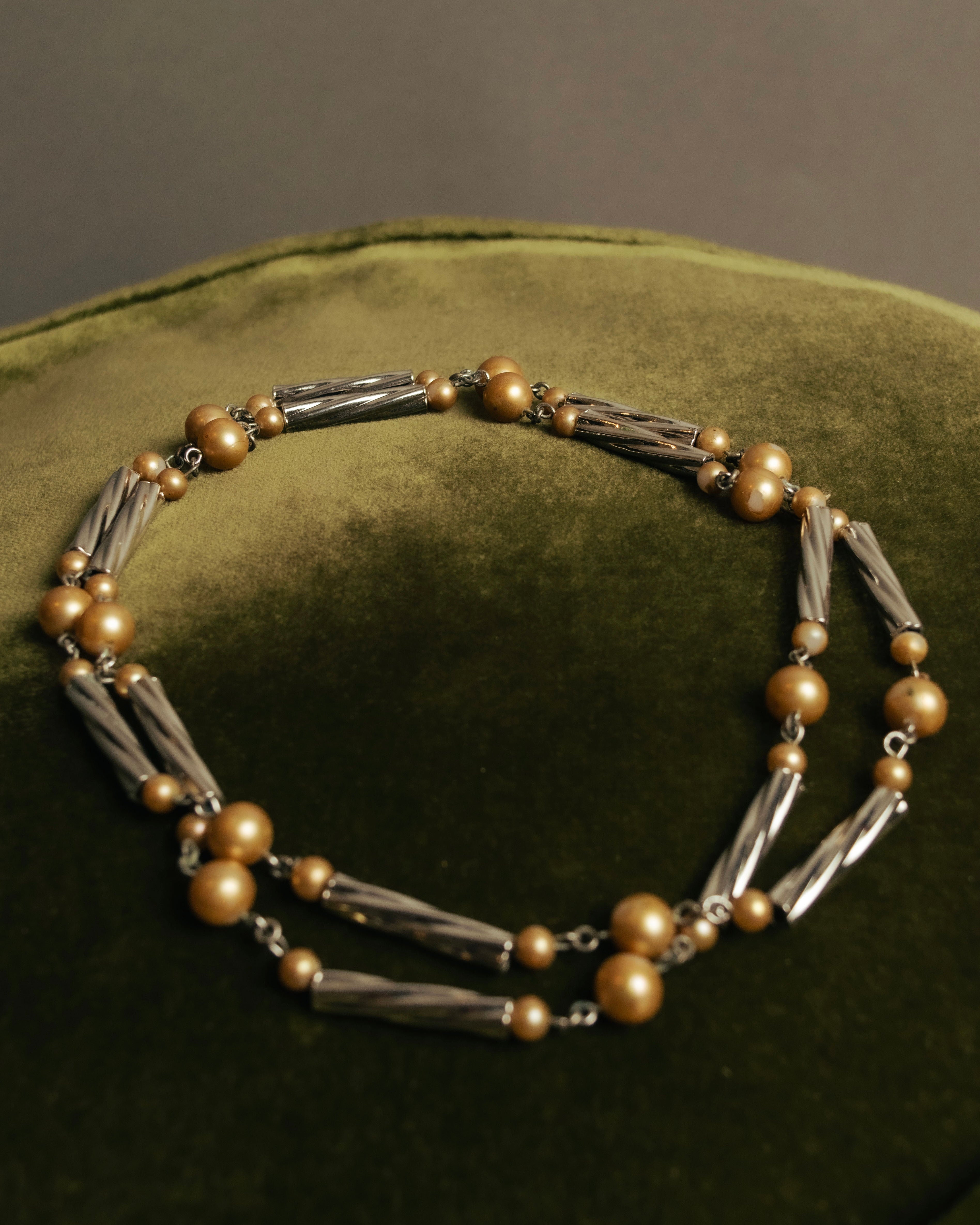 “Yves Saint Laurent” 80’s-90’s Cassandra logo mixed bead long necklace