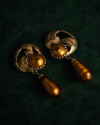 “GIANFRANCO FERRE“ 80’s-90’s Sculptural amber drop earrings
