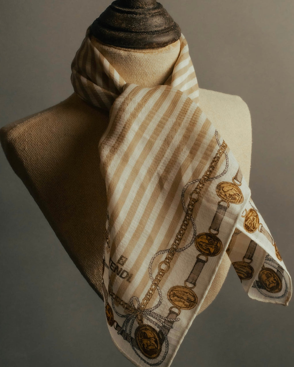 “FENDI” Late 80’s-90’s chain motif gauze scarf