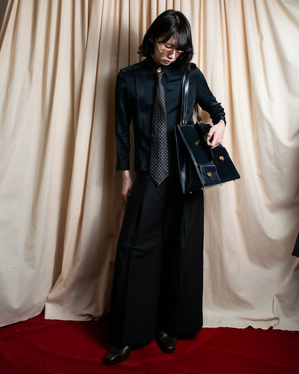 "GUCCI" G motif pattern silk necktie