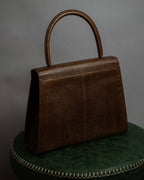 "YVES SAINT LAURENT" Flap design lizard embossed leather hand bag