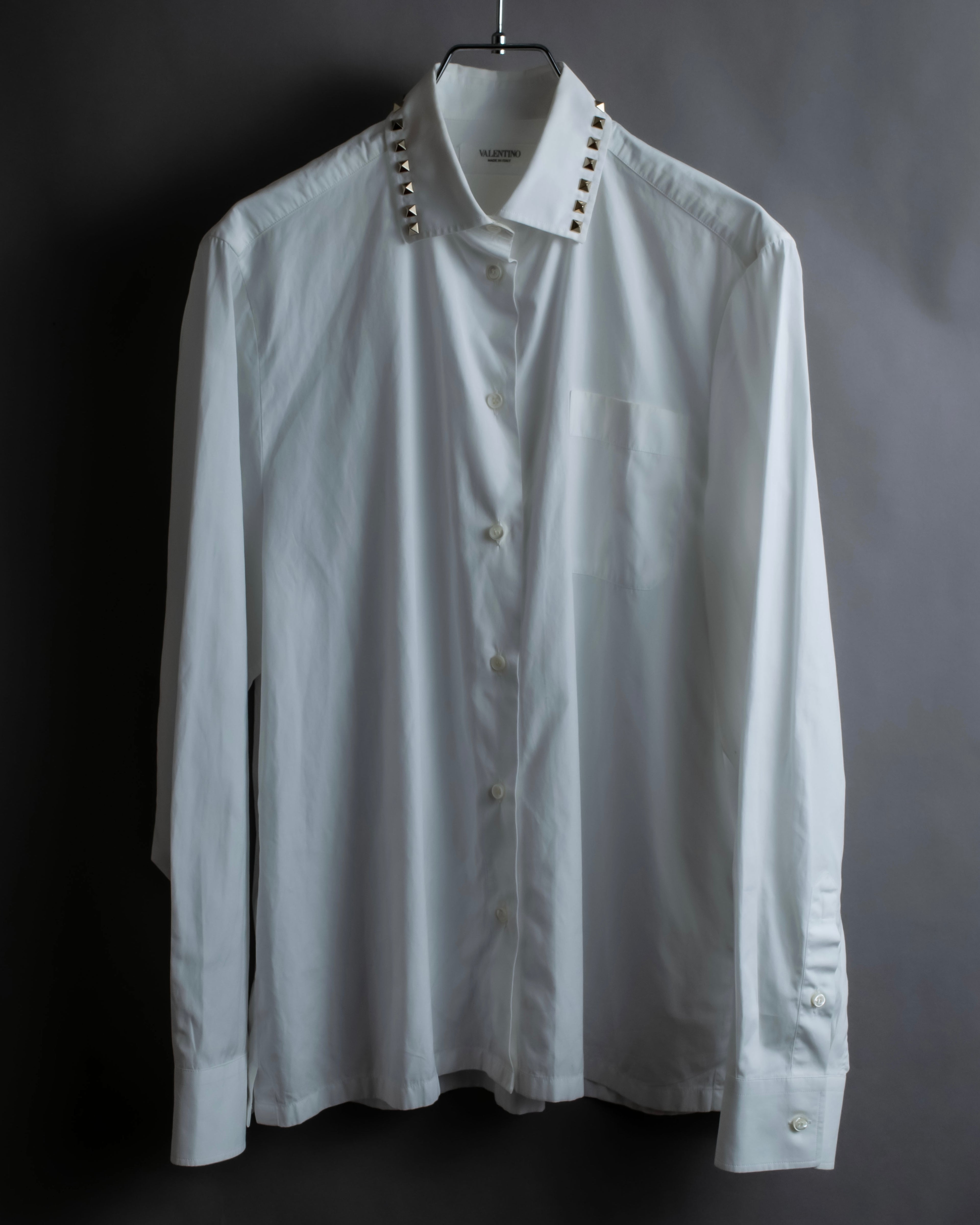 "VALENTINO" Stud detail collar white cotton shirt