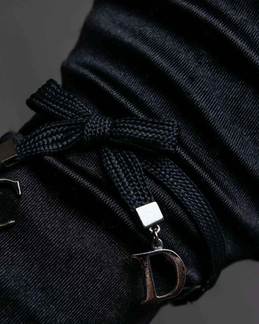 "Christian Dior" Logo design charm ribbon tie bracelet