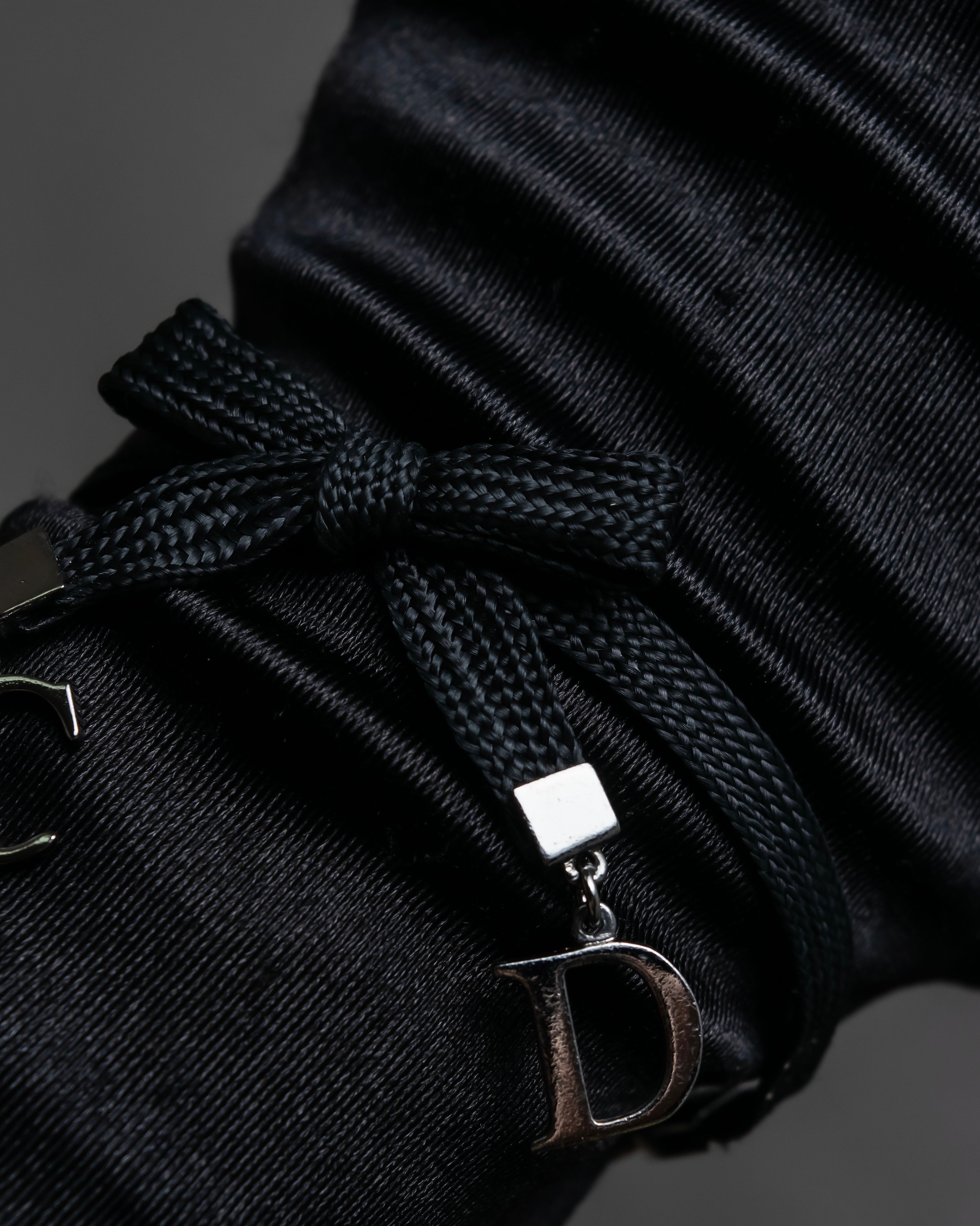 "Christian Dior" Logo design charm ribbon tie bracelet