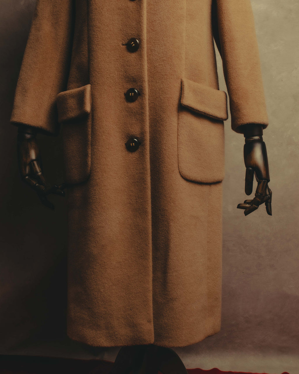 "VALENTINO MISS V" 80's-90's Camel hair single-breasted coat