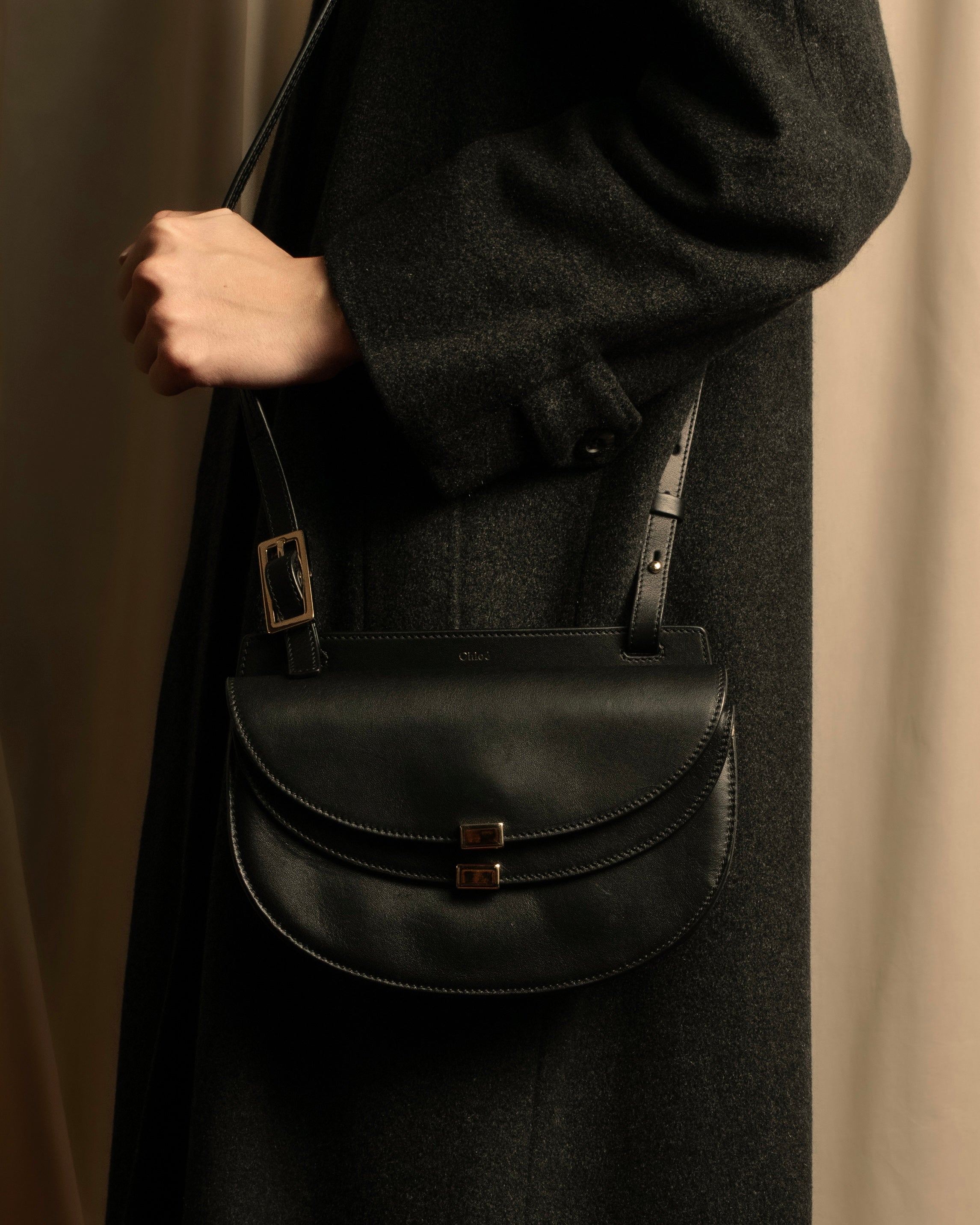 "Chloe" Georgia double flap design leather bag