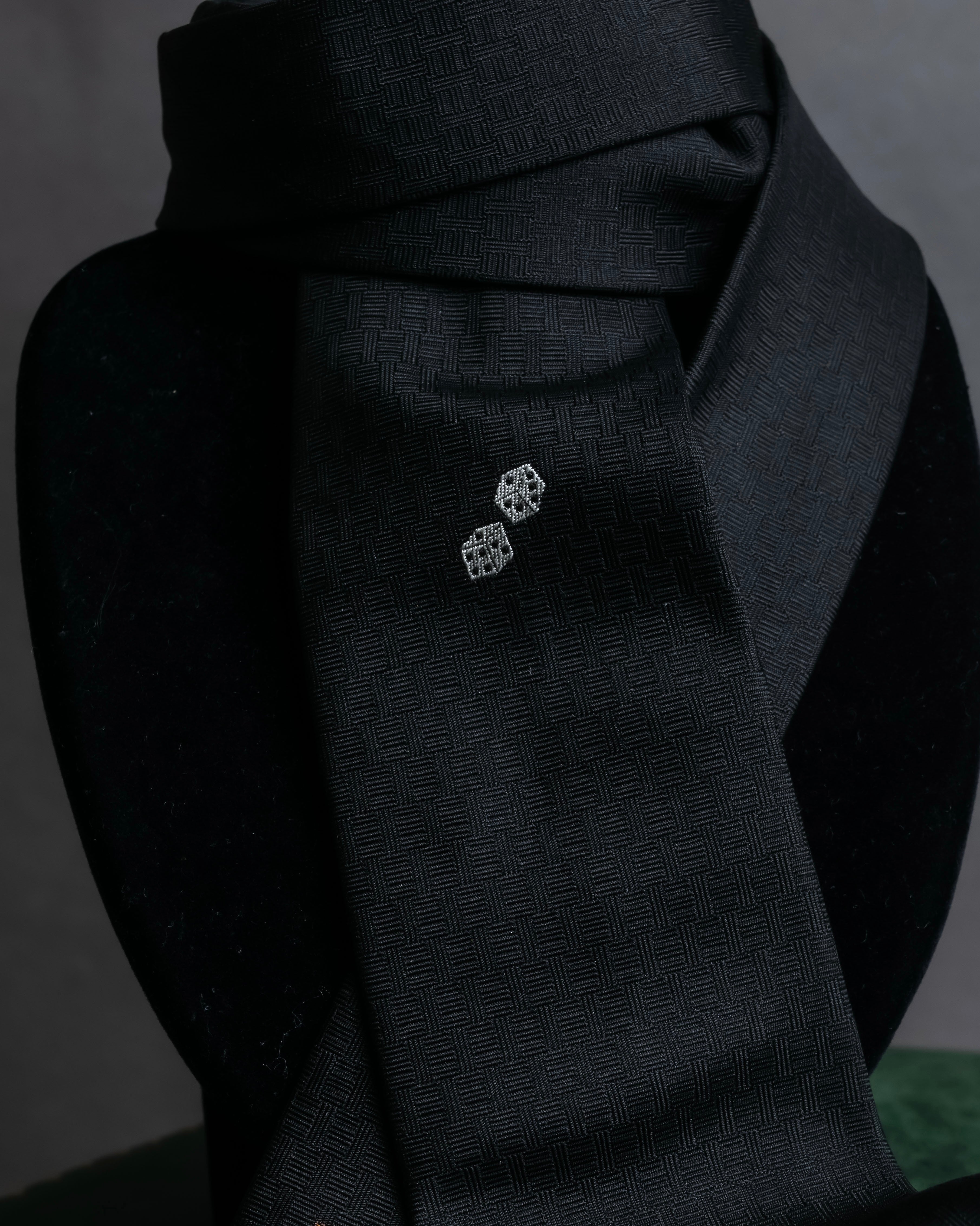 "HERMES" Dice embroidery design silk neck tie