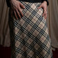 "BURBERRY" Nova check pattern leather piping design cropped skirt