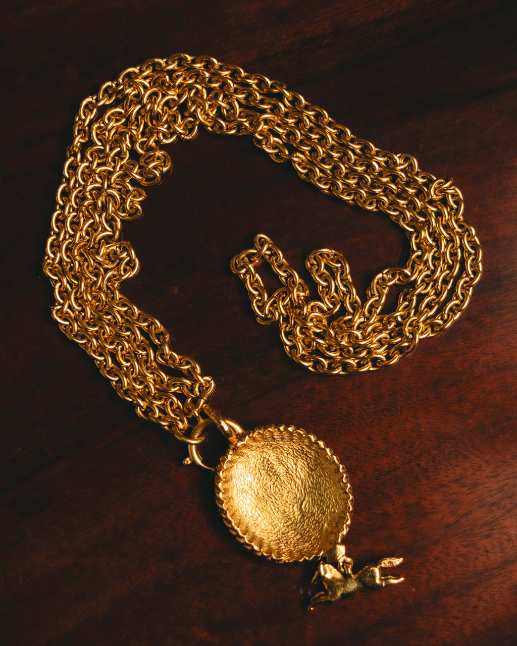 -SPECIAL- “CHANEL” 90’s-00’s Horse motif medallion chain necklace