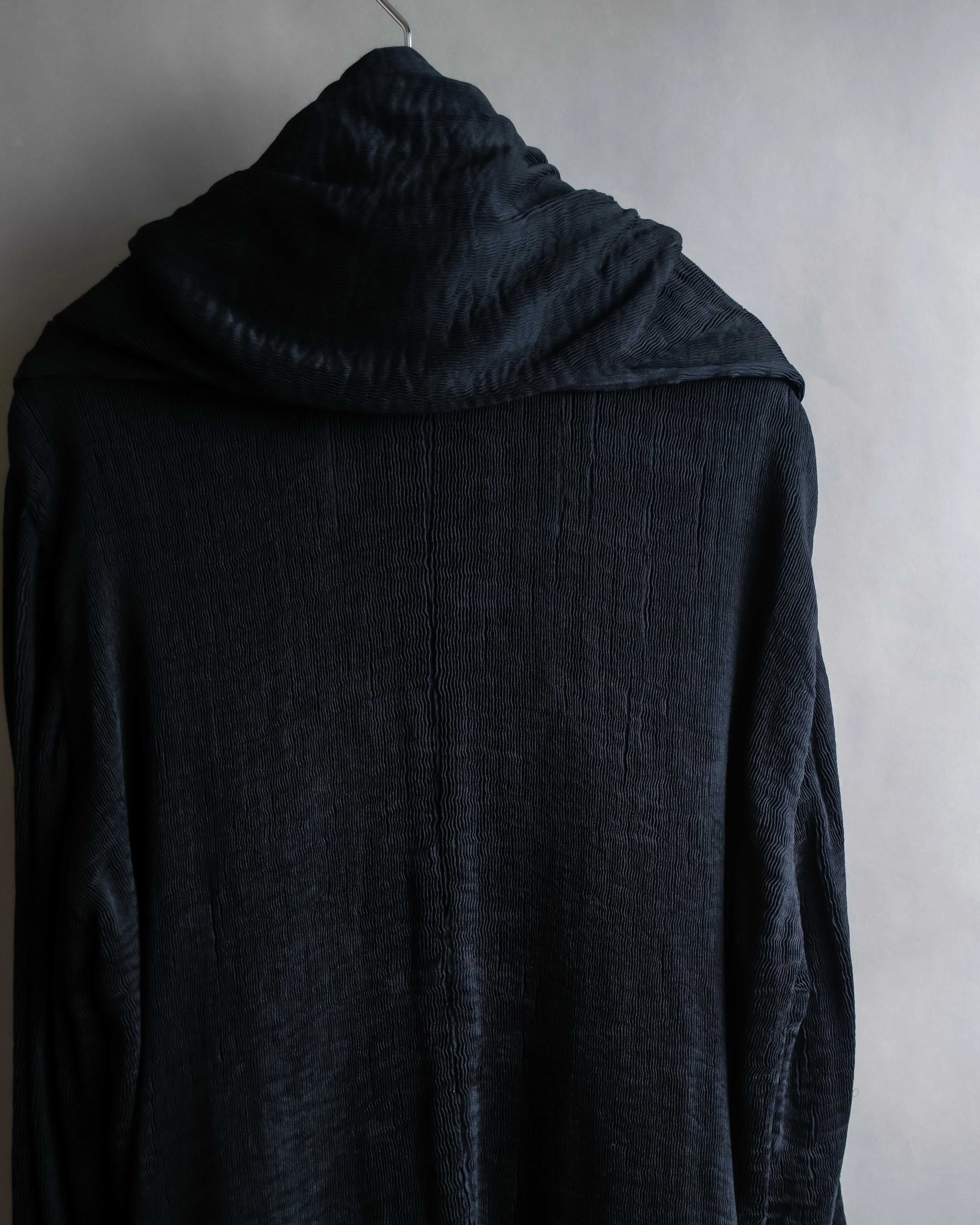 "ISSEY MIYAKE PERMANENT" Large shawl collar silk long cardigan