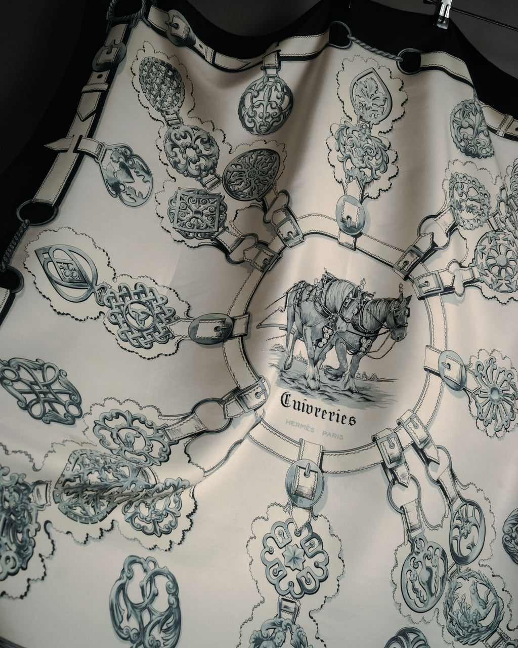 “HERMES” 60’s Cuivreries silk carré scarf