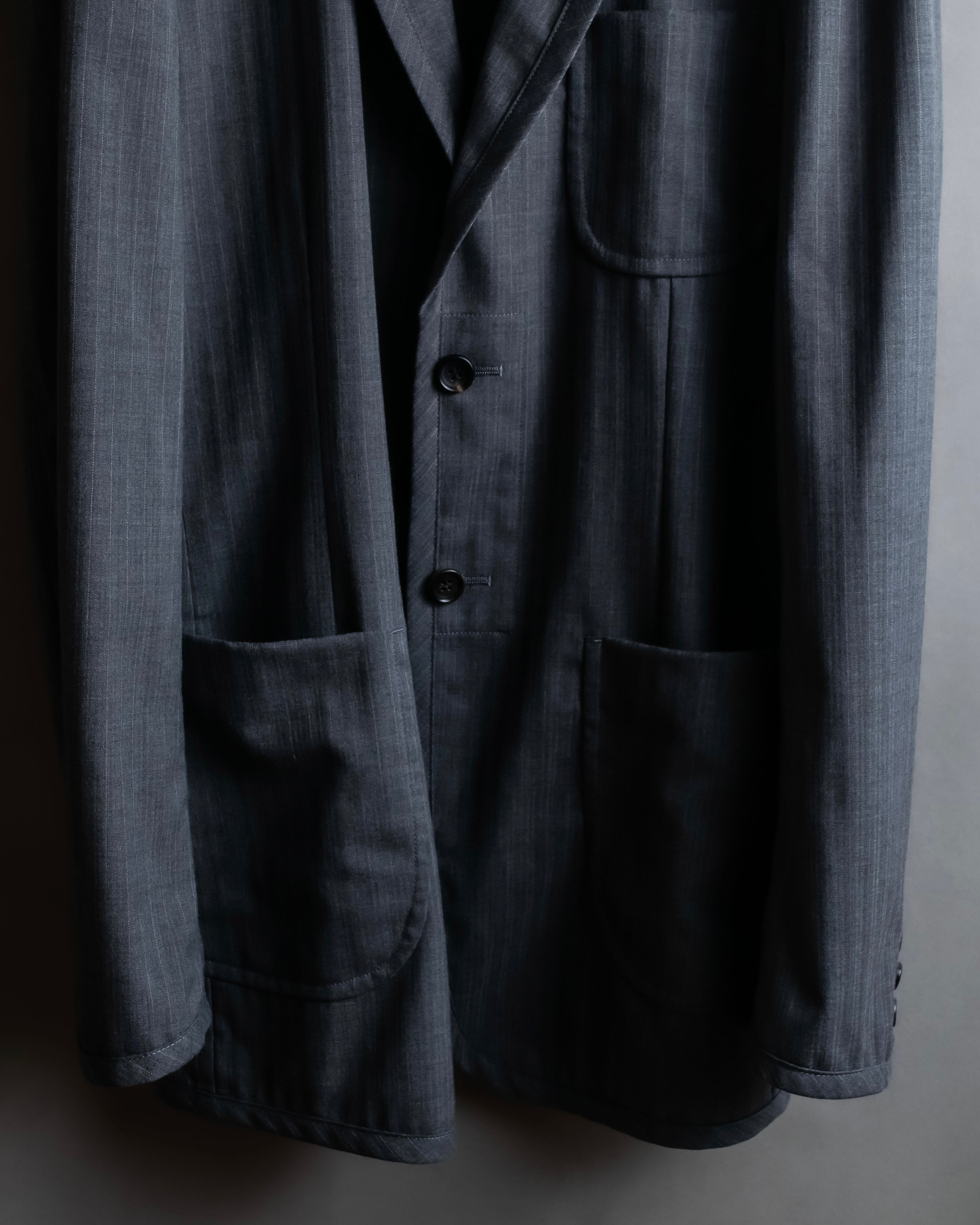 "COMME des GARCONS HOMME PLUS" 14SS modified lapel design striped jacket