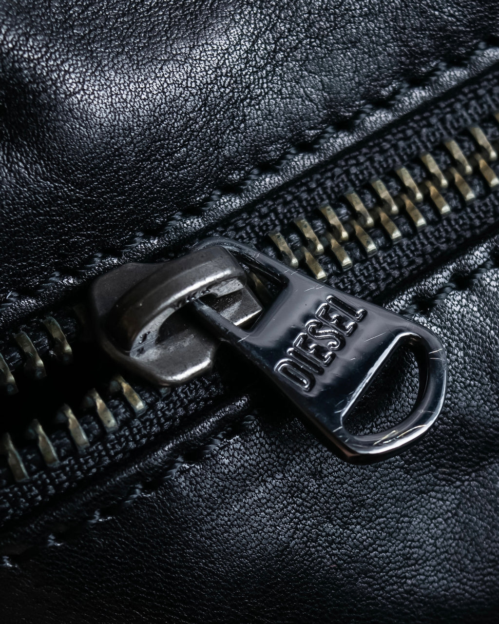 "DIESEL" Silver stud design leather one shoulder bag