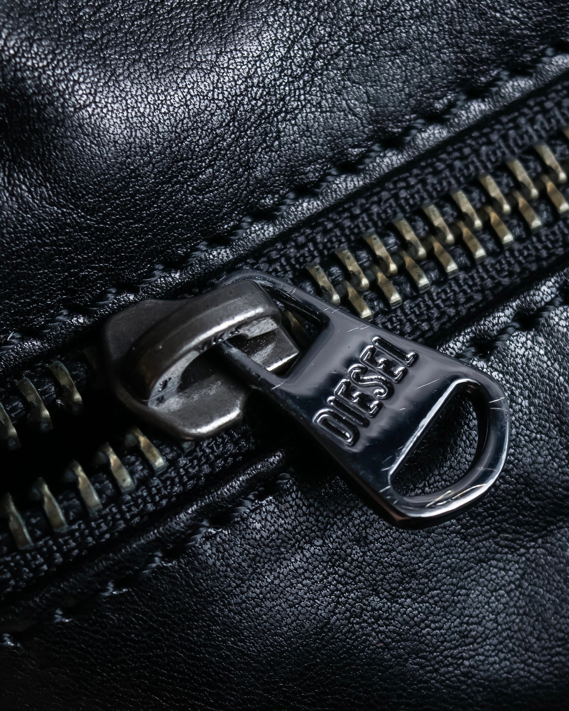 "DIESEL" Silver stud design leather one shoulder bag