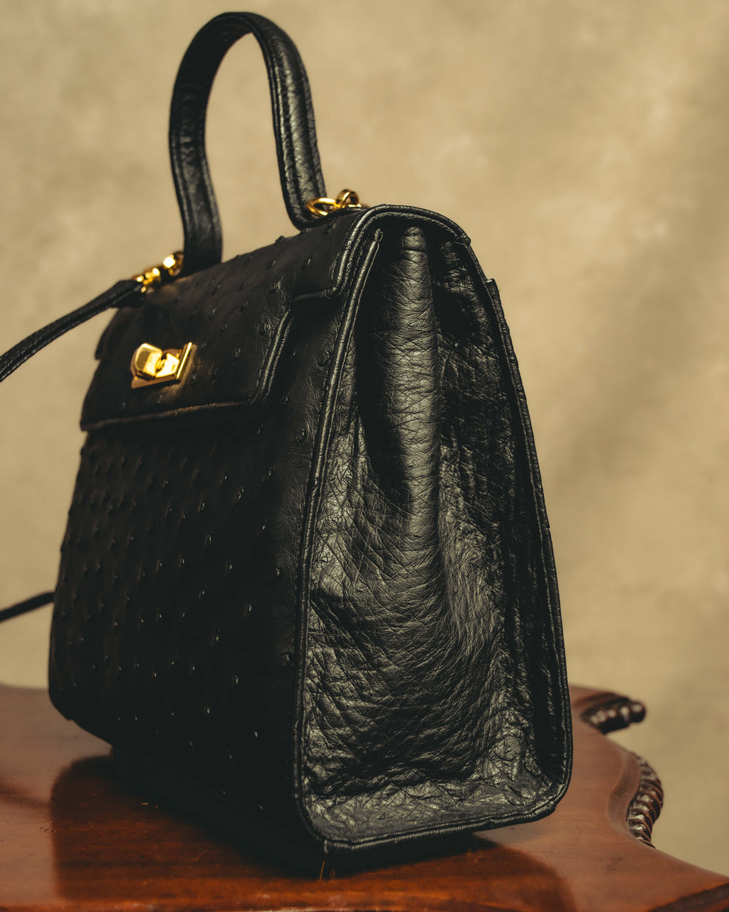 -SPECIAL- "Balenciaga" 90's-00's Ostrich leather structured top handle bag