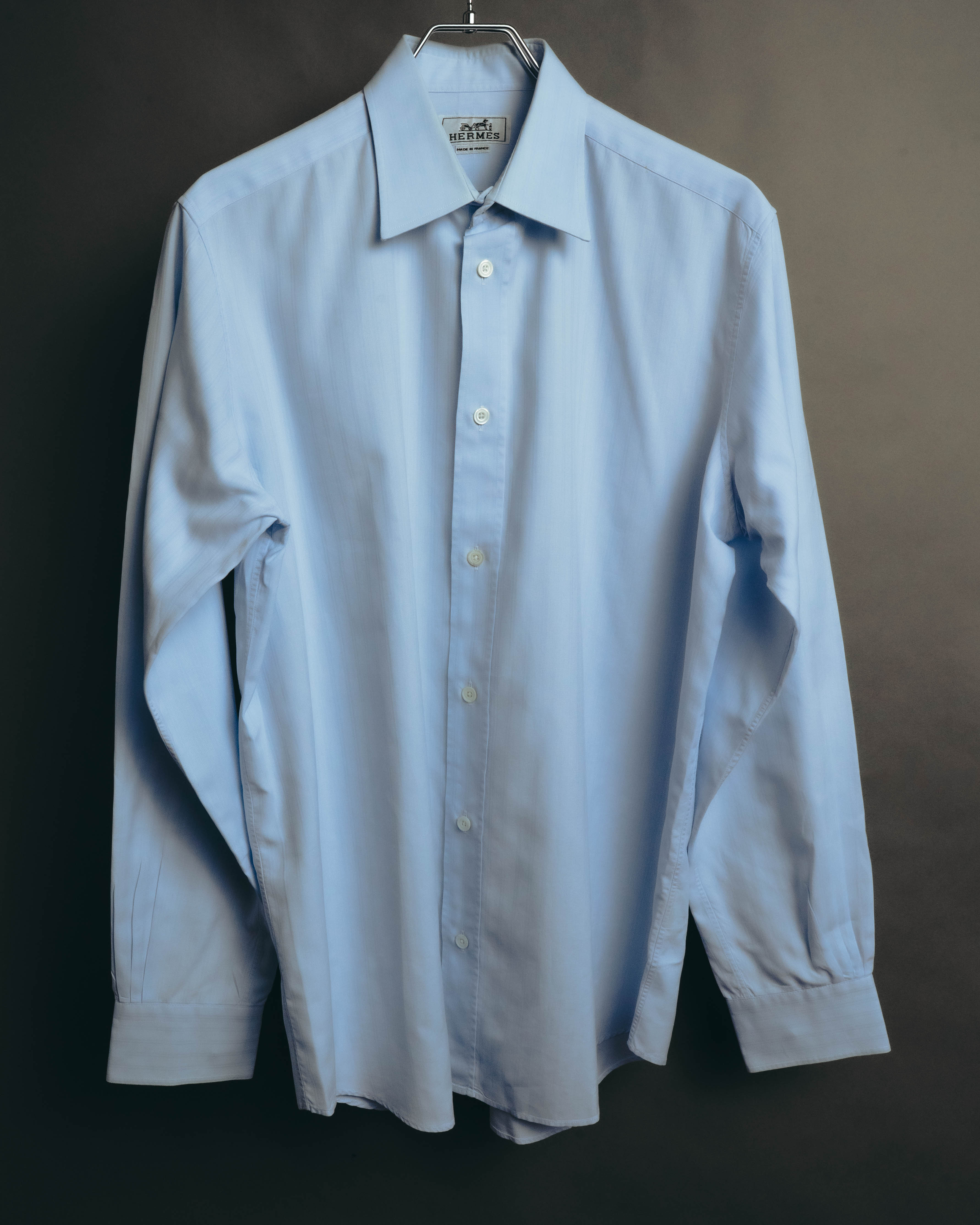 "Hermès" Vintage subtly woven cotton dress shirt
