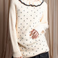 "Christian Dior" Star print frill detail cable knit tunic pullover