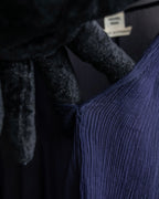 "HERMES" Bowtie detail balloon sleeve sheer pullover