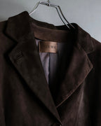"LOEWE" 80's flowing line suede leather chester coat