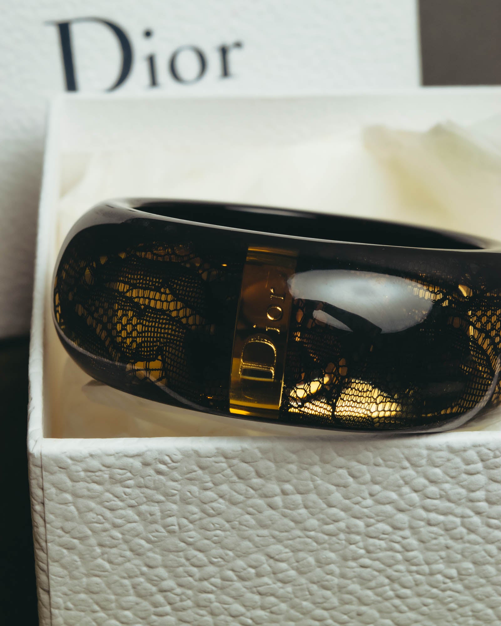 “Dior” 2002-2010 Lace embedded lucite bangle