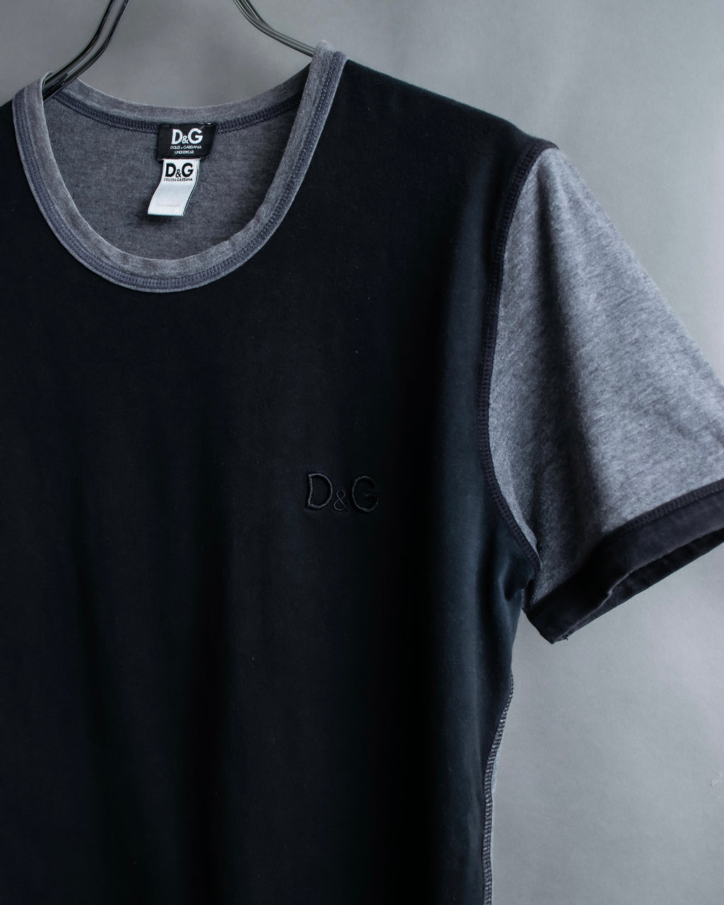 "DOLCE & GABBANA" Black and grey bicolor short sleeve T-shirt