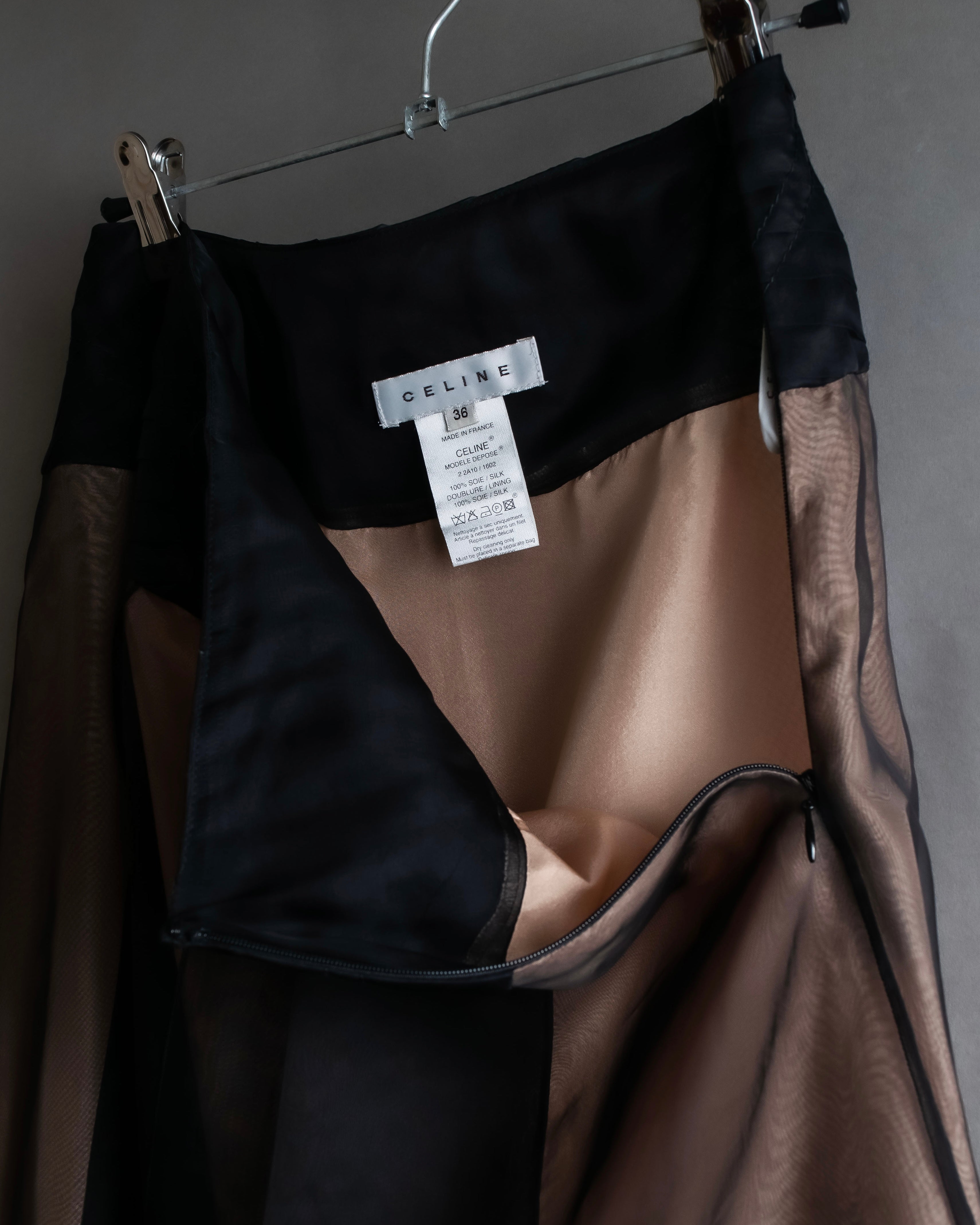 "CELINE" See-through layered design shirt & skirt set up