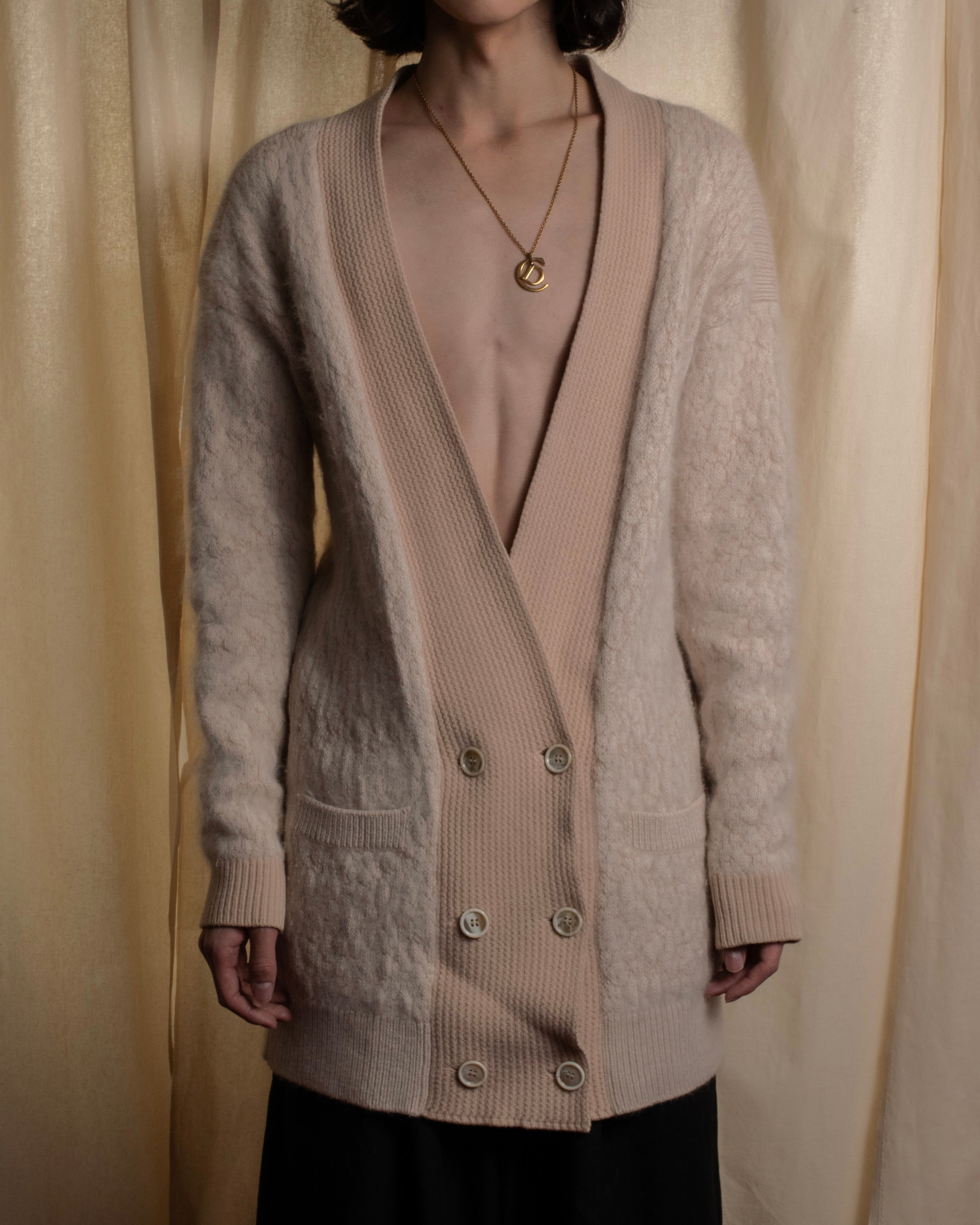 "Chloe" Angora mix standing up long cardigan